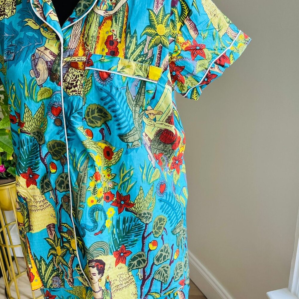 BRAND NEW Turquoise Frida khalo Short Pj Set Bridesmaid Pj Set For Woman Pj Se - Picture 6 of 8